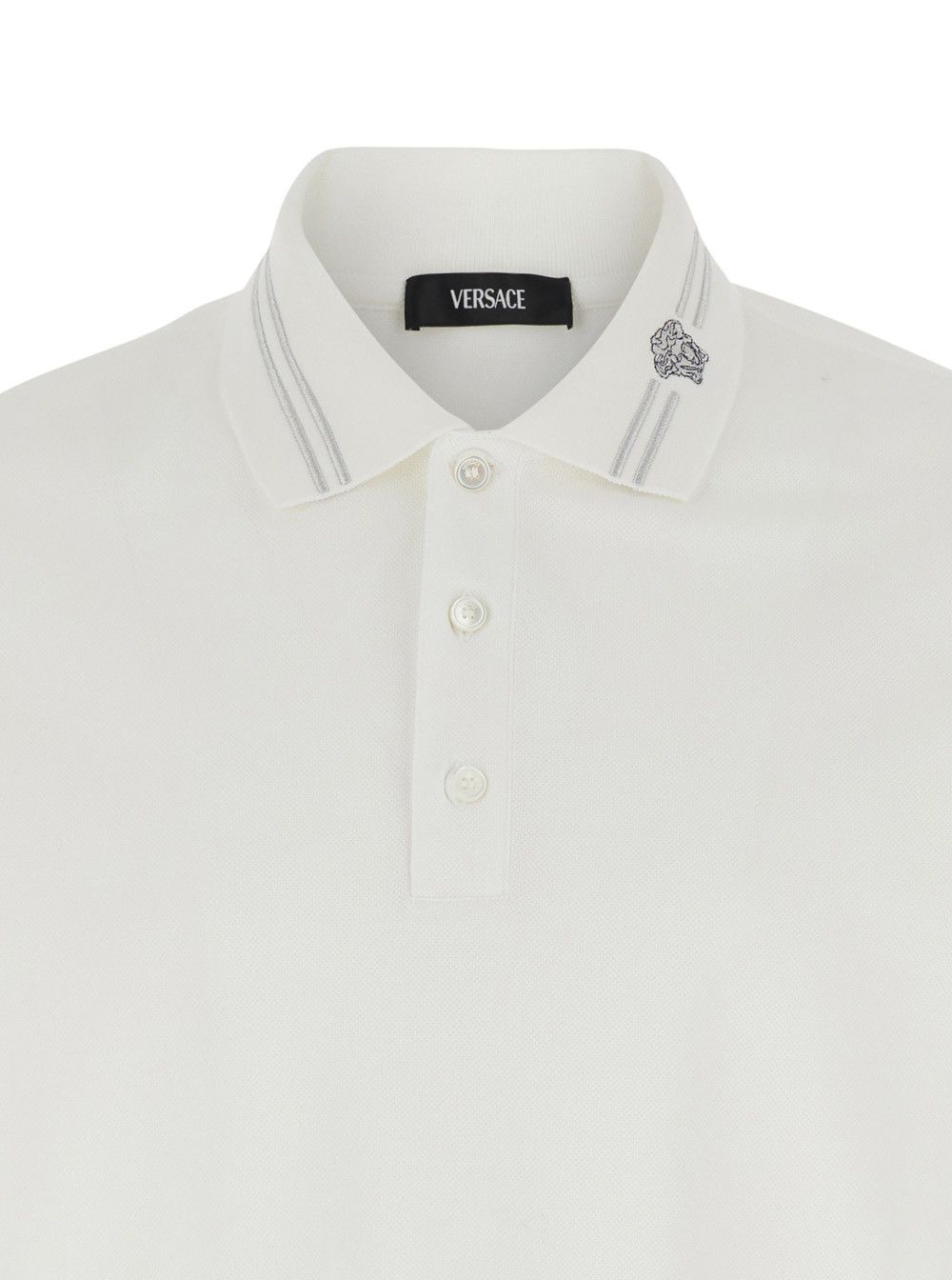 Versace White Polo Shirt with Medusa Detail on the Collar in Cotton Man Size US M / EU 48-50 / 2 - 3 Thumbnail
