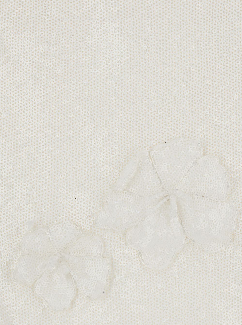 Mini White Skirt with Flowers and Sequins in Fabric Woman