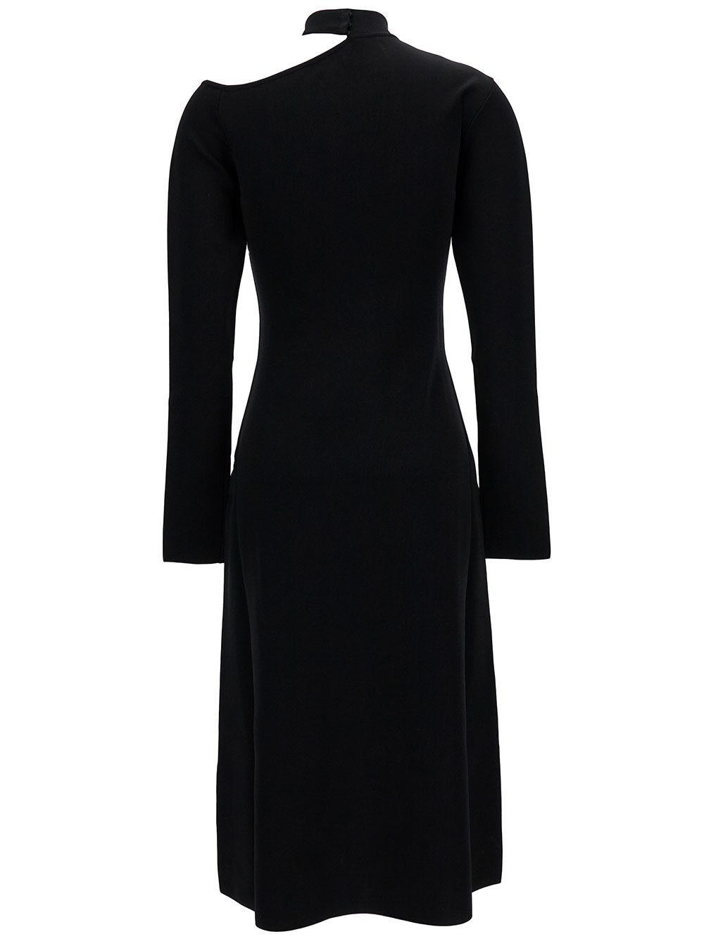 Salvatore Ferragamo Midi Black Dress with Cut-Out and Long Sleeve in Viscose Blend Woman Size S / US 4 / IT 40 - 2 Thumbnail