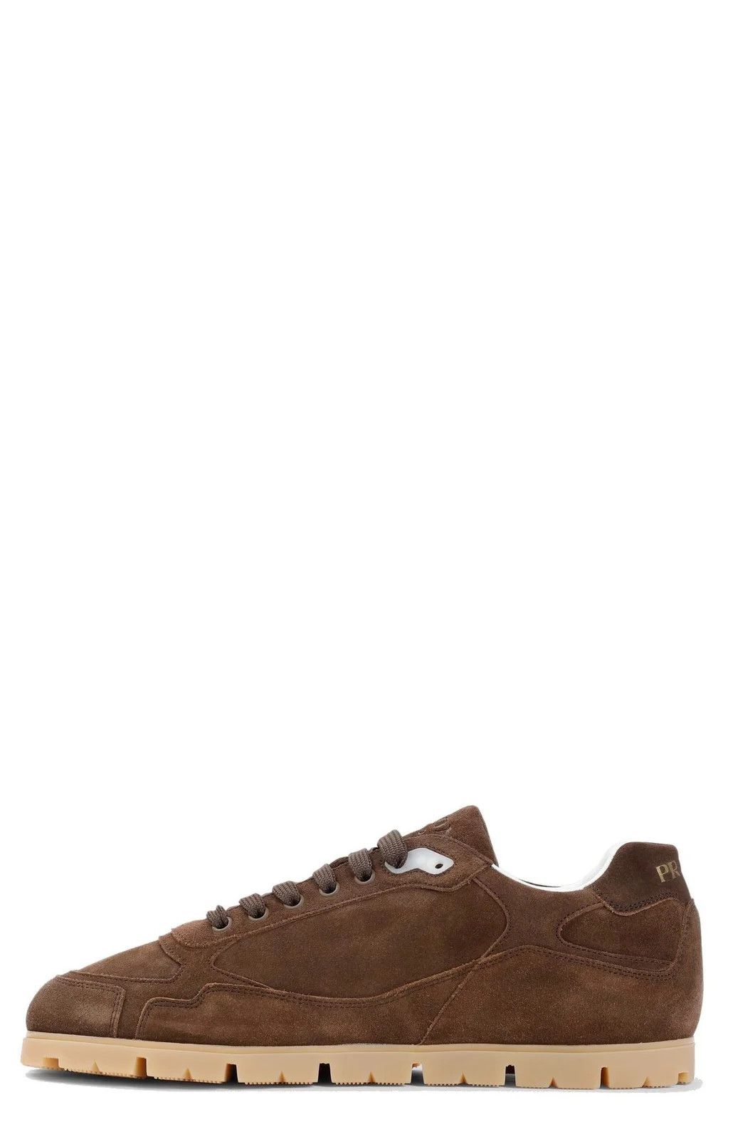 Prada Round-Toe Suede Lace-Up Sneakers