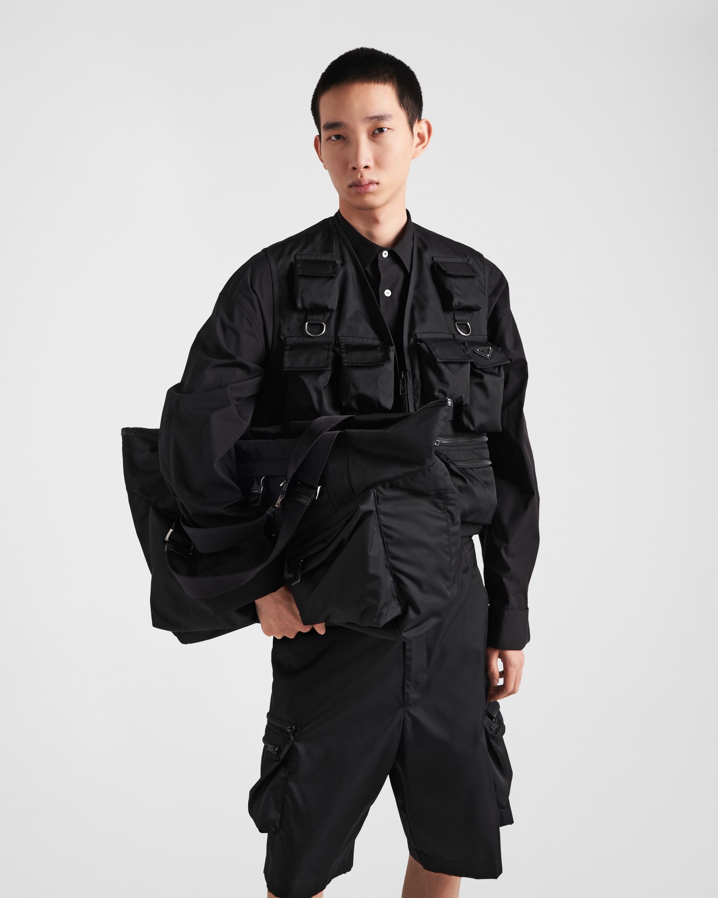 Prada Prada Black Re-Nylon Multi-Pocket Cargo Shirt Size US M / EU 48-50 / 2 - 3 Thumbnail