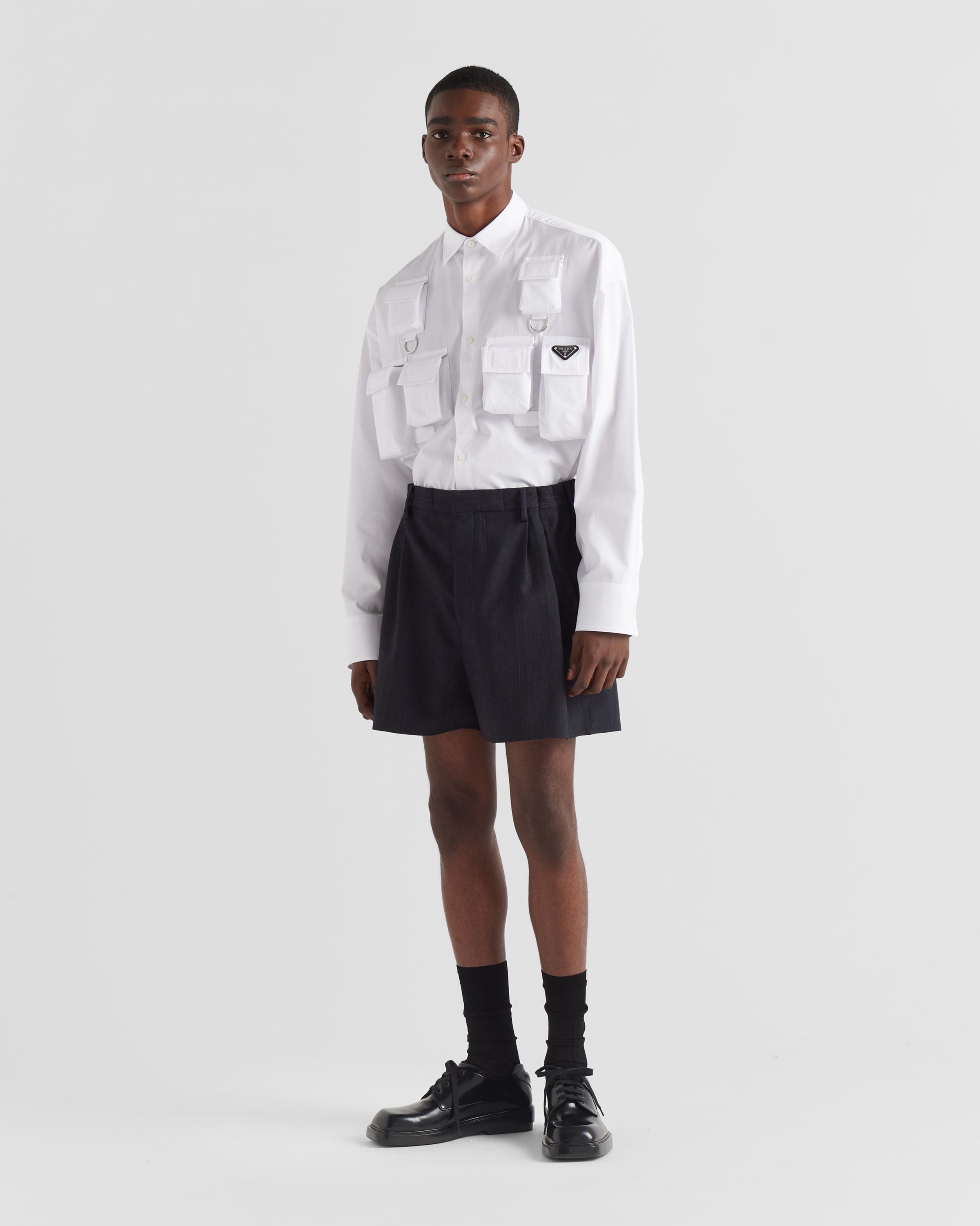 Prada Prada Re-Nylon Multi-Pocket Cargo Shirt White Size US L / EU 52-54 / 3 - 3 Thumbnail
