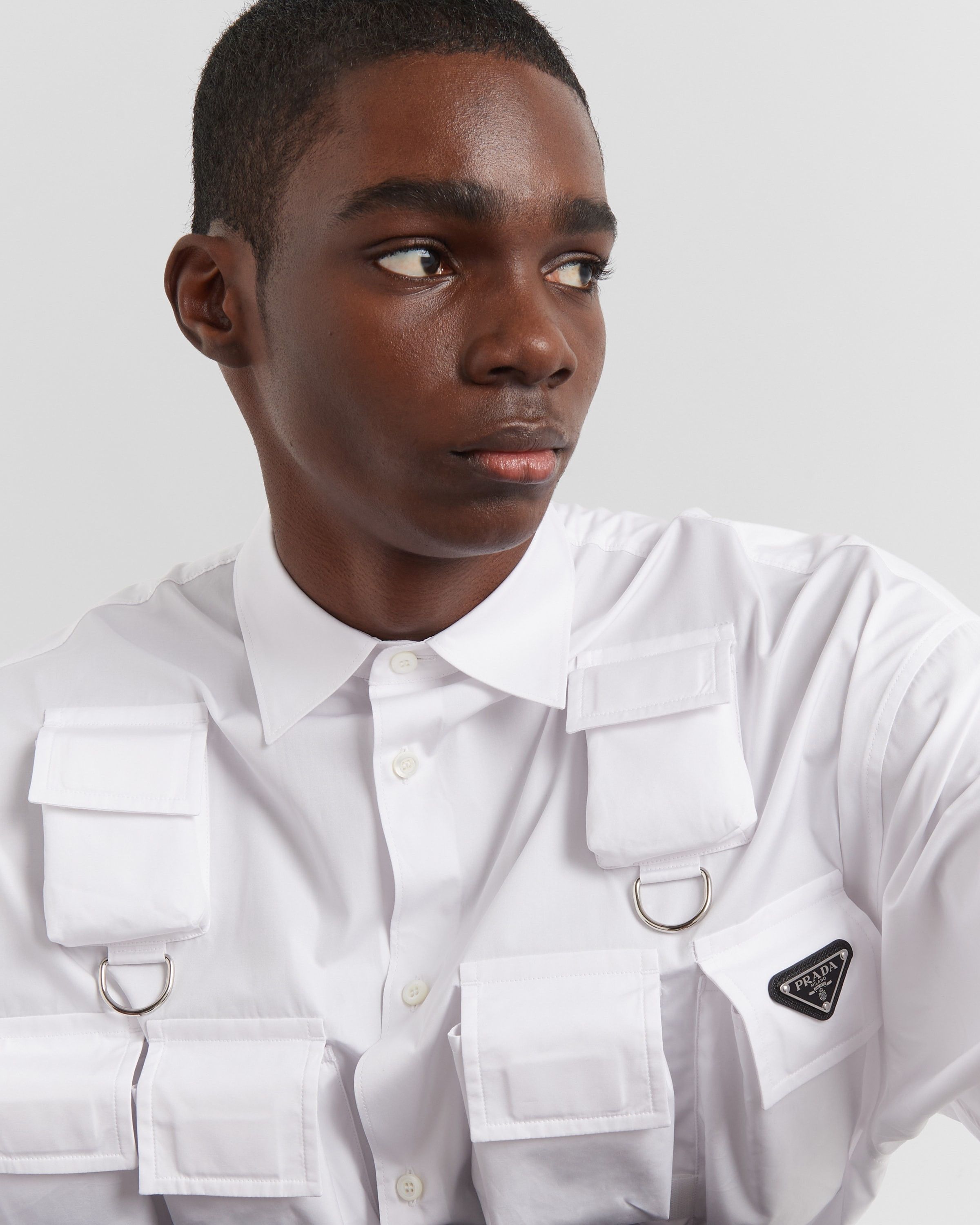 Prada Prada Re-Nylon Multi-Pocket Cargo Shirt White Size US L / EU 52-54 / 3 - 2 Thumbnail