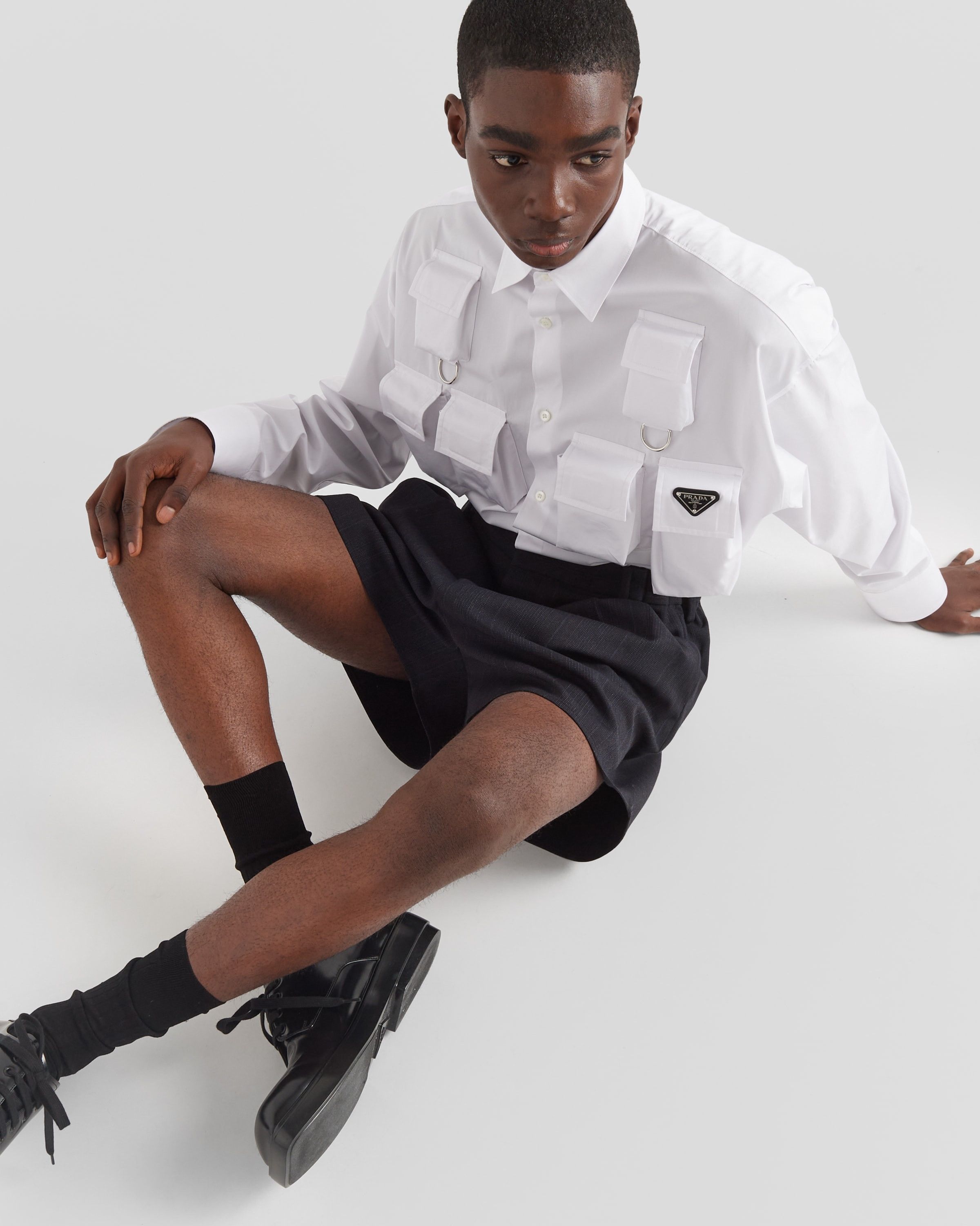 Prada Prada Re-Nylon Multi-Pocket Cargo Shirt White Size US XL / EU 56 / 4 - 4 Thumbnail