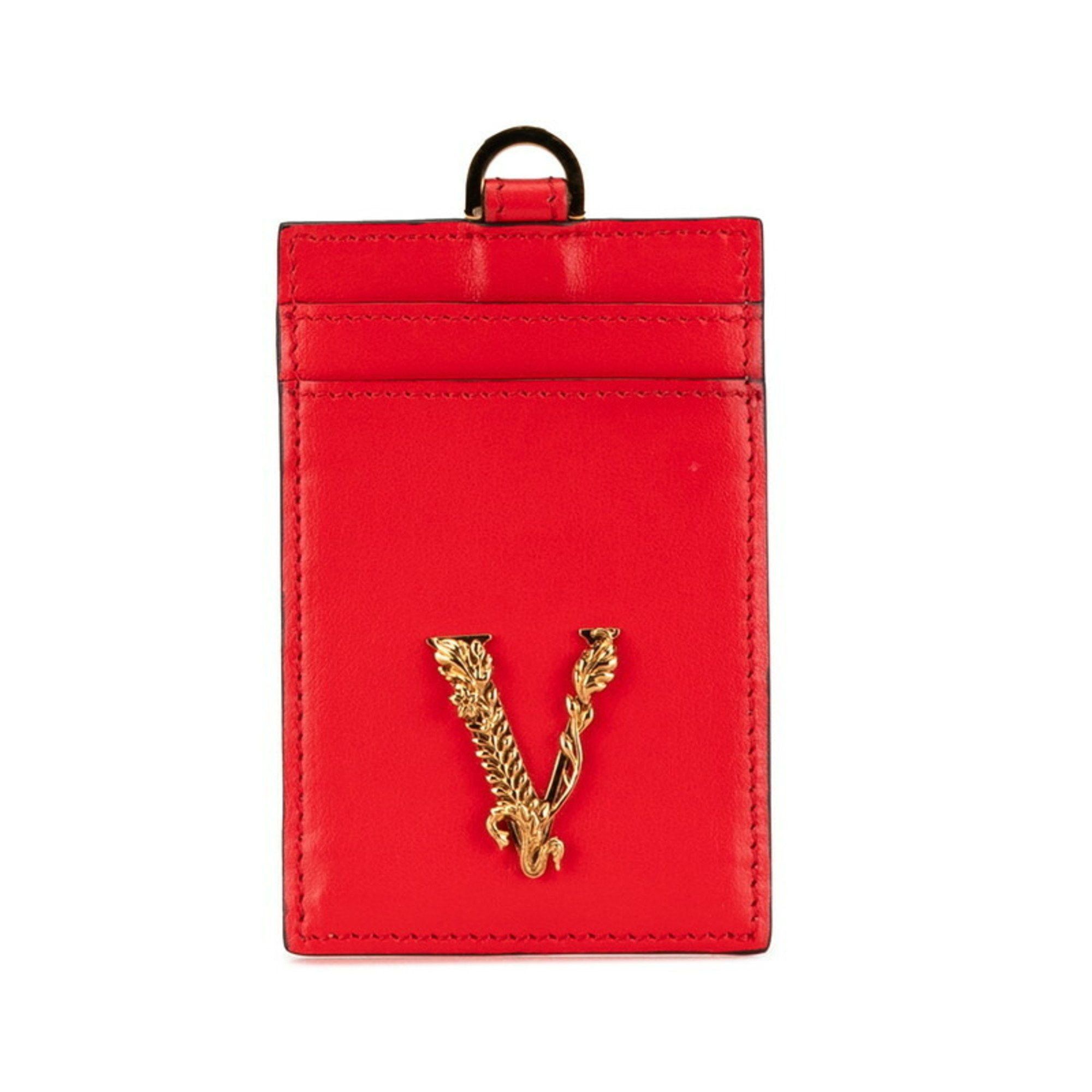 Versace Versace Virtus V Card Case Red Leather Women's VERSACE Size ONE SIZE - 2 Thumbnail