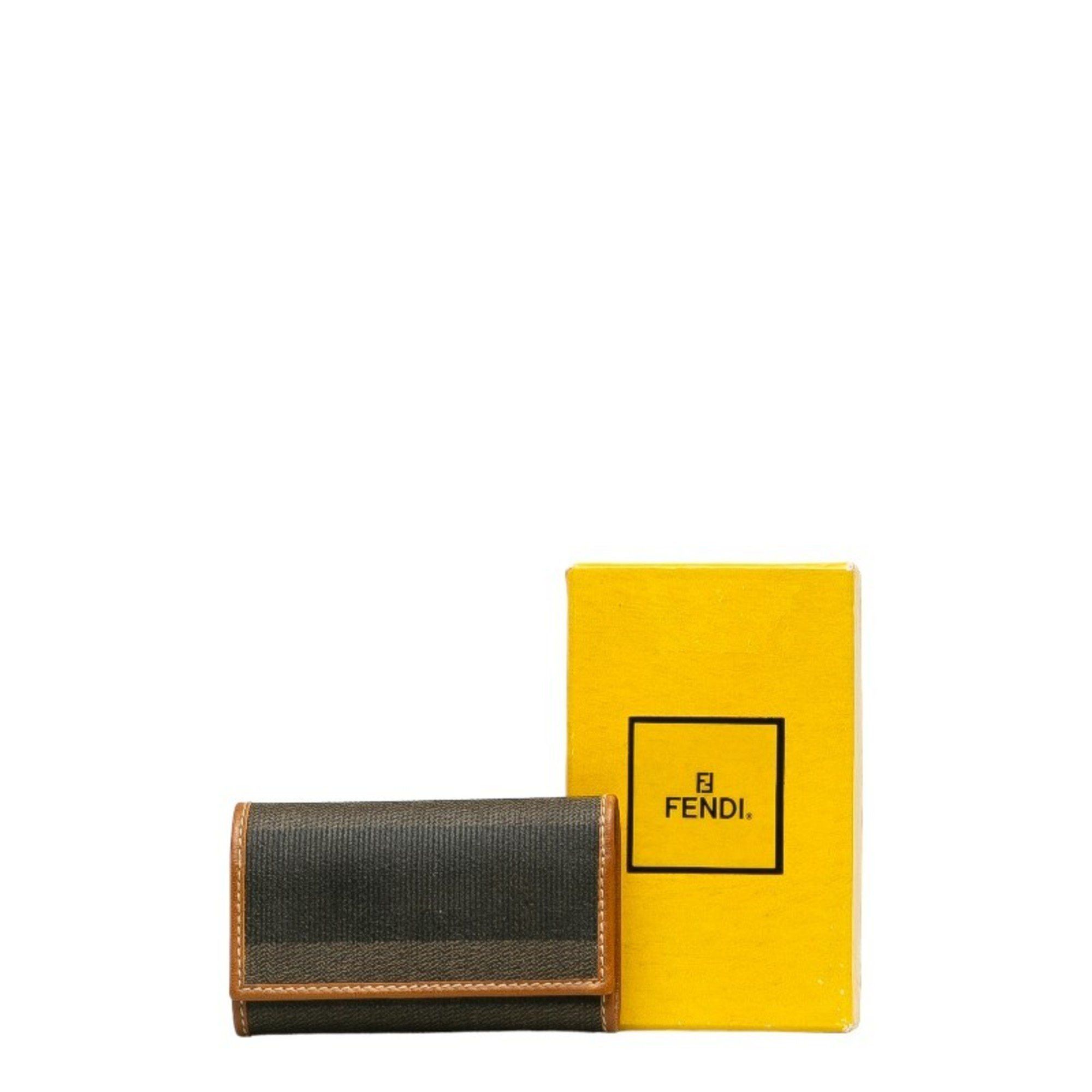 Fendi FENDI PECAN 6-ring key case holder 10163 black brown PVC leather women's Size ONE SIZE - 10 Thumbnail
