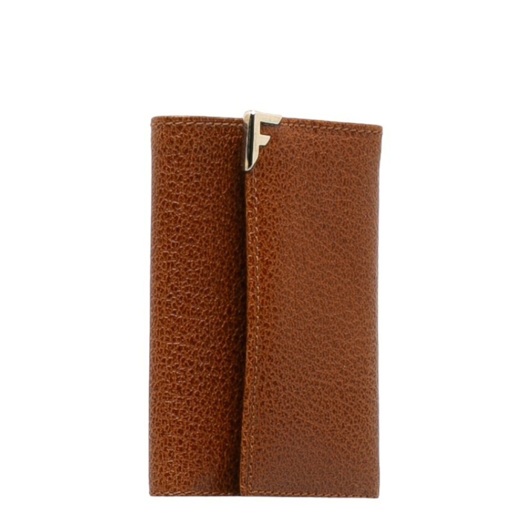 Salvatore Ferragamo Salvatore Ferragamo F metal fittings key case 6-fold billfold 228105 brown leather women's Size ONE SIZE - 2 Thumbnail