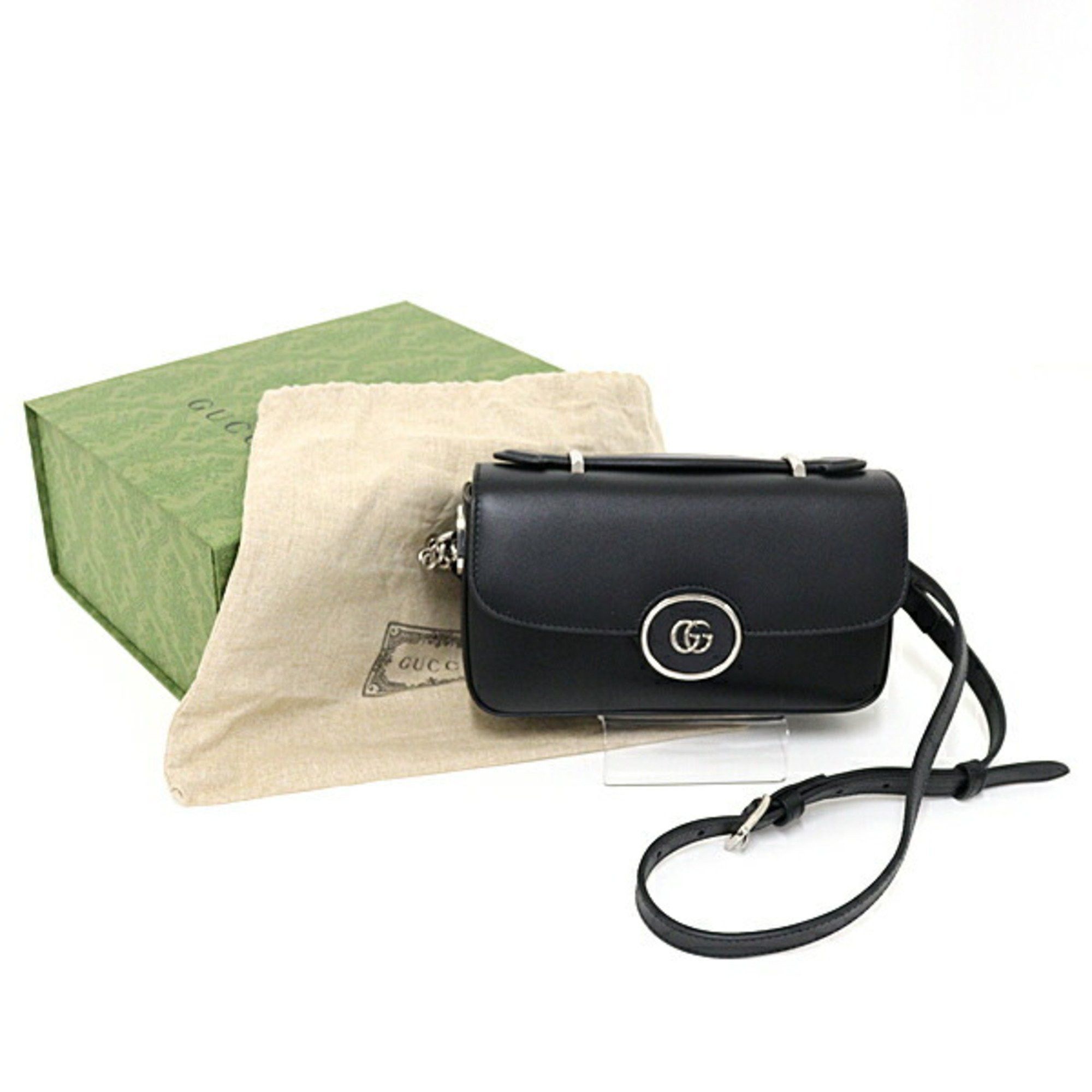 Gucci GUCCI Petit GG Mini Shoulder Bag Black Leather 739722 3WAY Size ONE SIZE - 2 Thumbnail