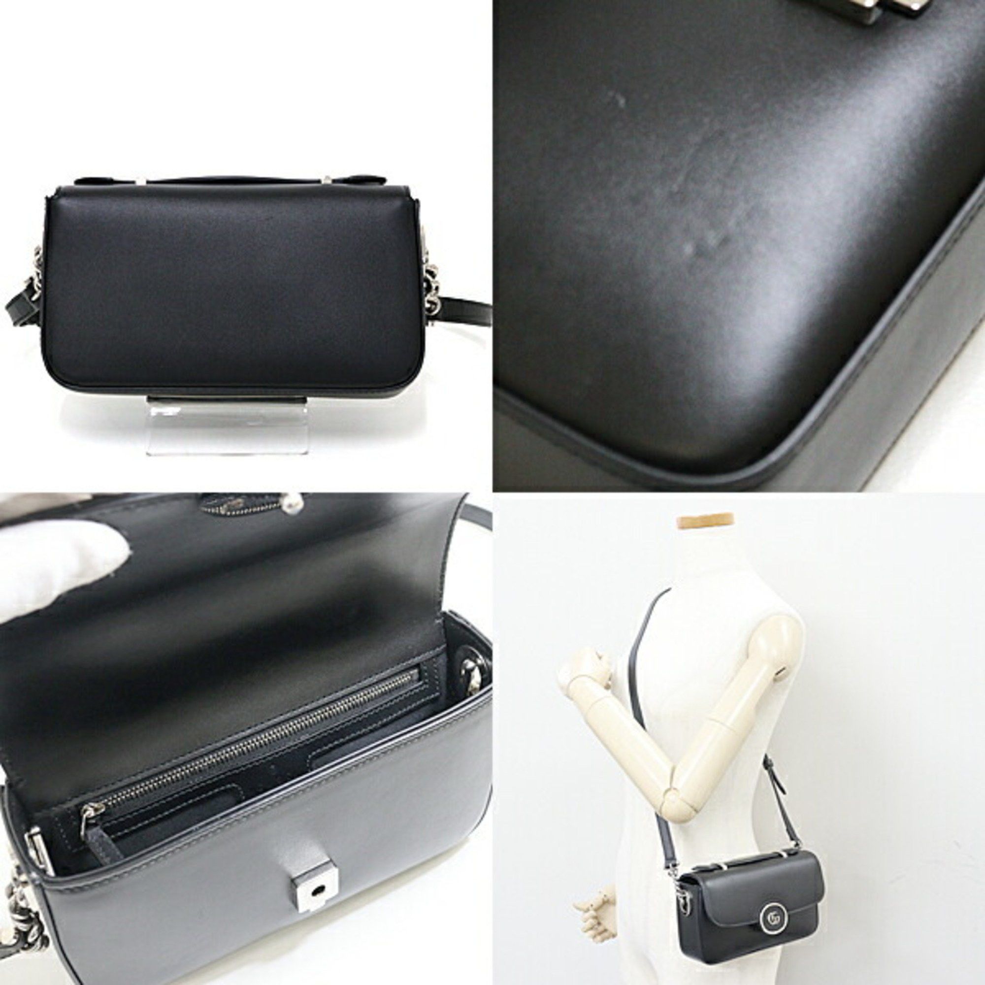 Gucci GUCCI Petit GG Mini Shoulder Bag Black Leather 739722 3WAY Size ONE SIZE - 3 Thumbnail