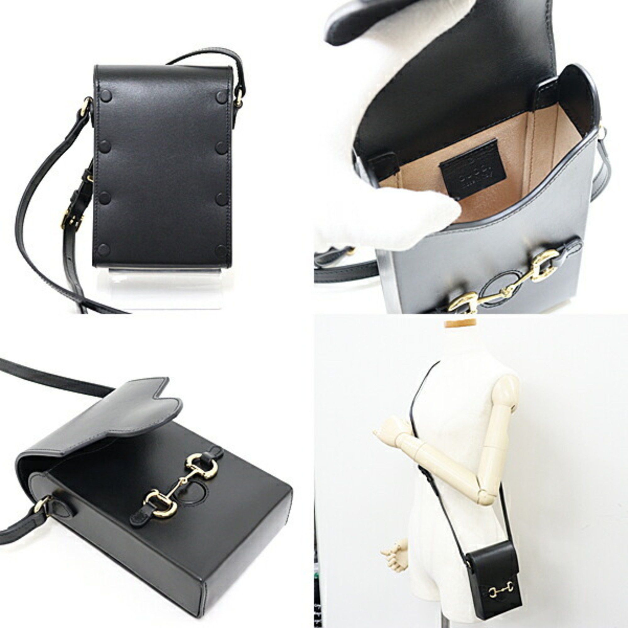 Gucci GUCCI Horsebit 1955 Leather Black Shoulder Bag 625615 Size ONE SIZE - 2 Thumbnail