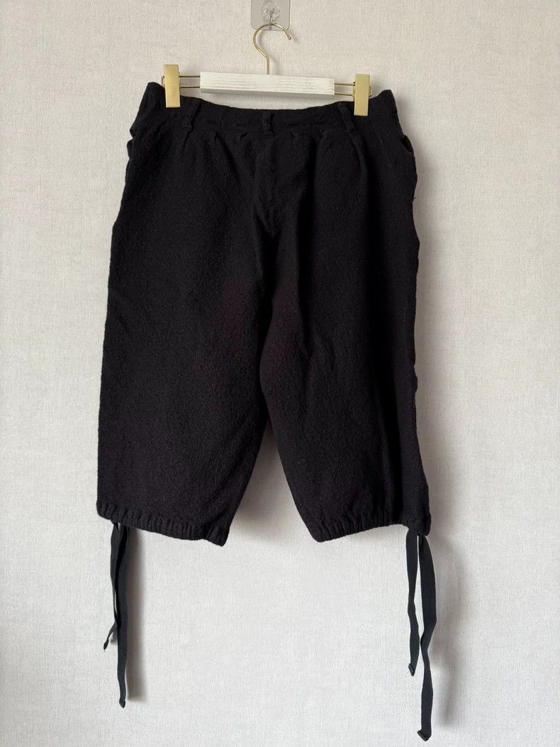 Yohji Yamamoto Black Drawstring Wool Shorts for Men-dmc Size US 26 / EU 42 - 2 Thumbnail