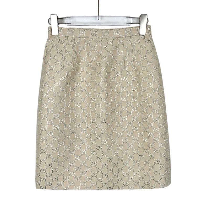 Gucci Gucci Beige Logo Jacquard Wool Skirt-dmc Size 36" / US 14 / IT 50 - 2 Thumbnail