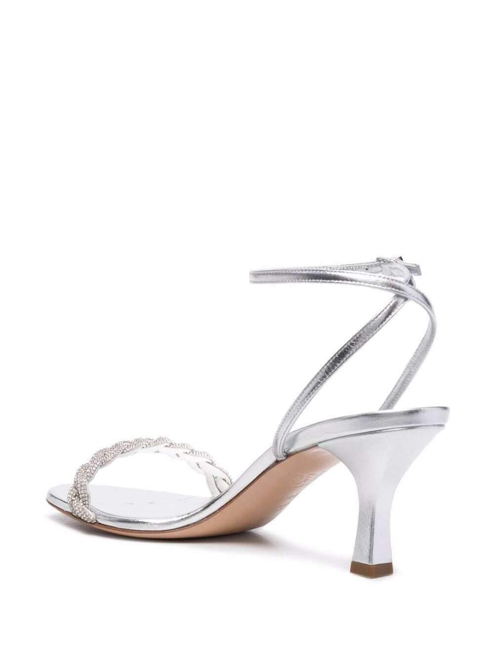 Casadei Venezia Blade Silver Leather Sandals Size US 6 / IT 36 - 3 Thumbnail