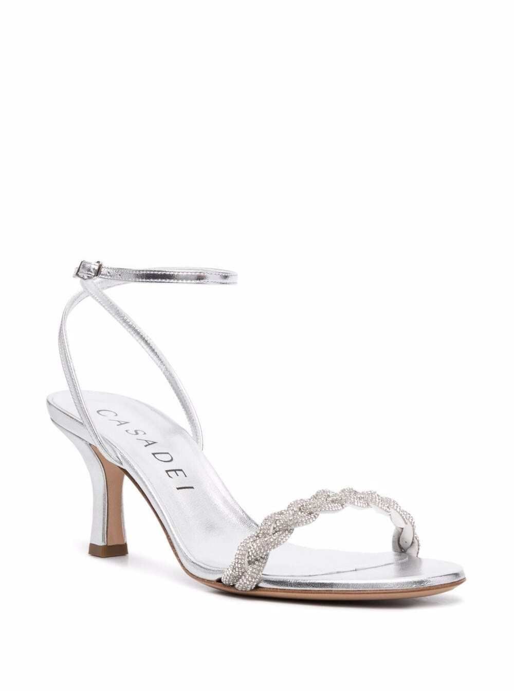Casadei Venezia Blade Silver Leather Sandals Size US 6 / IT 36 - 2 Thumbnail