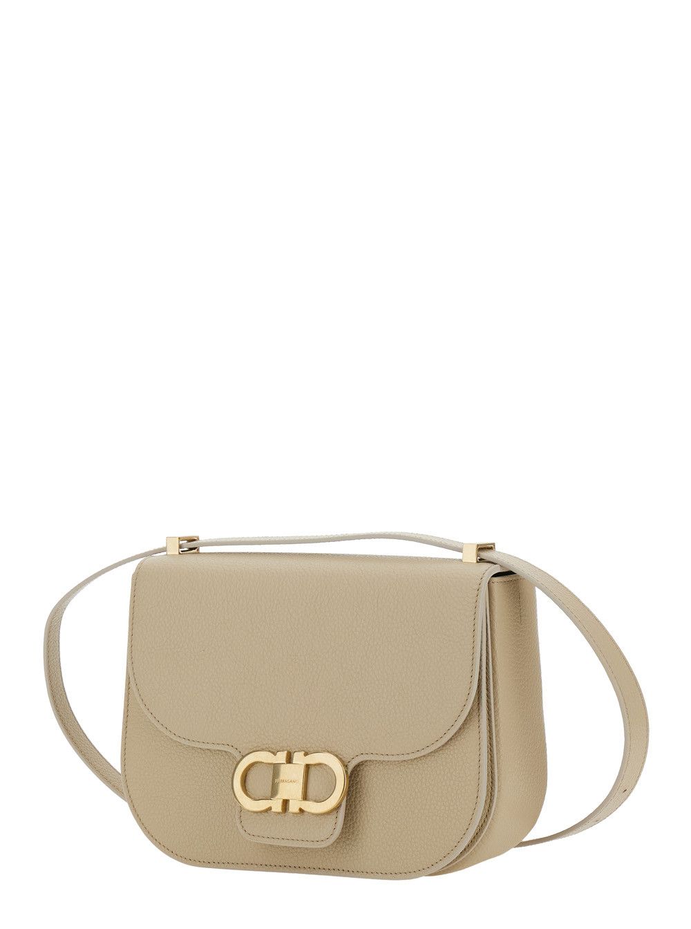 Salvatore Ferragamo Beige Crossbody bag with Gancini Metallic Detail on Front in Grained Leather for Women Size ONE SIZE - 2 Thumbnail