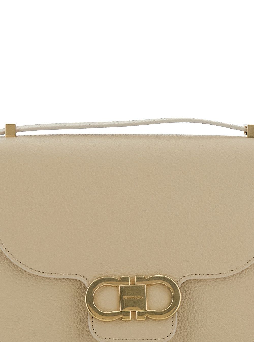 Salvatore Ferragamo Beige Crossbody bag with Gancini Metallic Detail on Front in Grained Leather for Women Size ONE SIZE - 5 Thumbnail