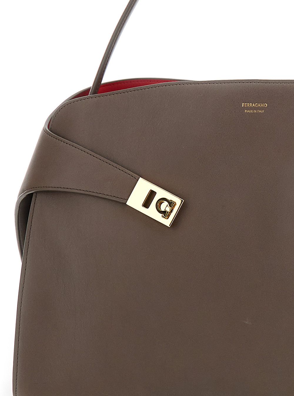 Salvatore Ferragamo 'Hug' Grey Shoulder Bag with Logo Printed on Front in Leather Woman Size ONE SIZE - 5 Thumbnail