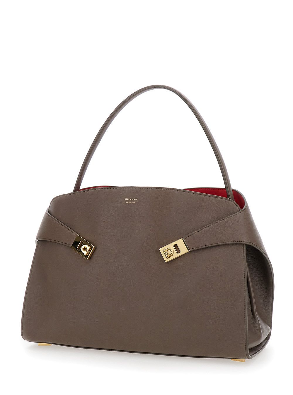Salvatore Ferragamo 'Hug' Grey Shoulder Bag with Logo Printed on Front in Leather Woman Size ONE SIZE - 2 Thumbnail