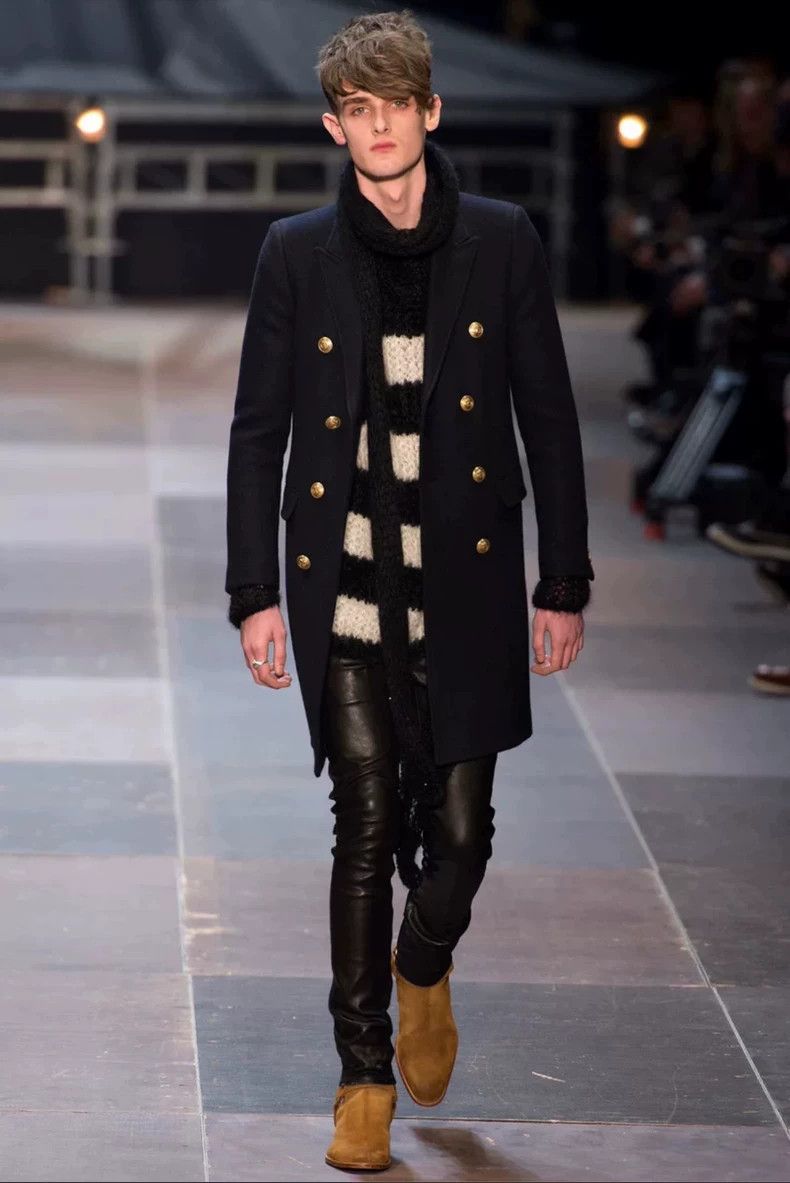 Saint Laurent Paris Saint Laurent Double-Breasted Navy Coat-dmc Size US L / EU 52-54 / 3 - 9 Thumbnail