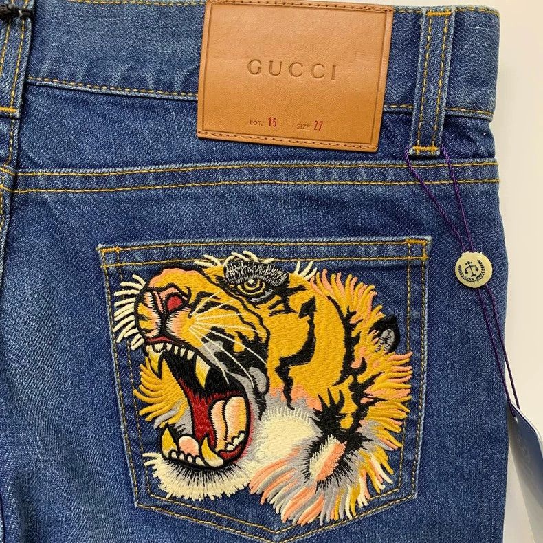 Gucci Gucci Embroidered Tiger Head Denim Pants-dmc Size US 27 - 8 Thumbnail
