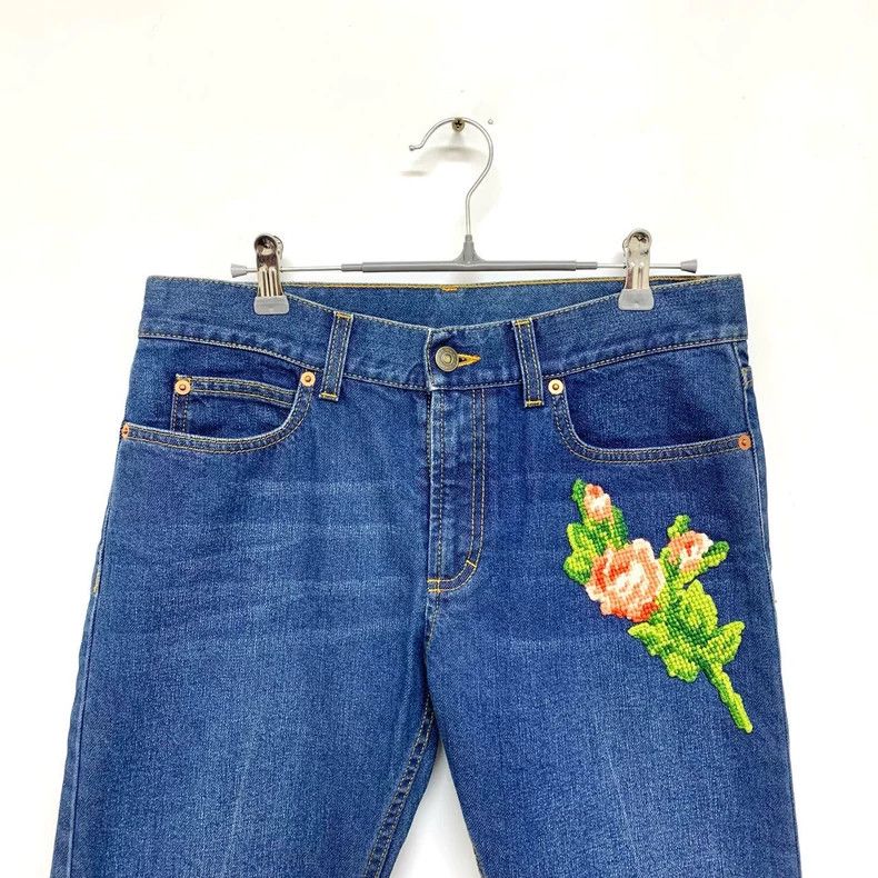 Gucci Gucci Embroidered Tiger Head Denim Pants-dmc Size US 27 - 3 Thumbnail
