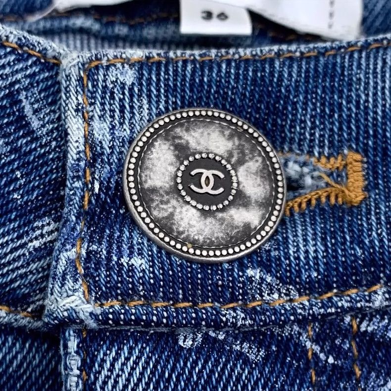 Chanel Chanel Blue Denim Pants with Snowflake Print-dmc Size US 36 / EU 52 - 5 Thumbnail