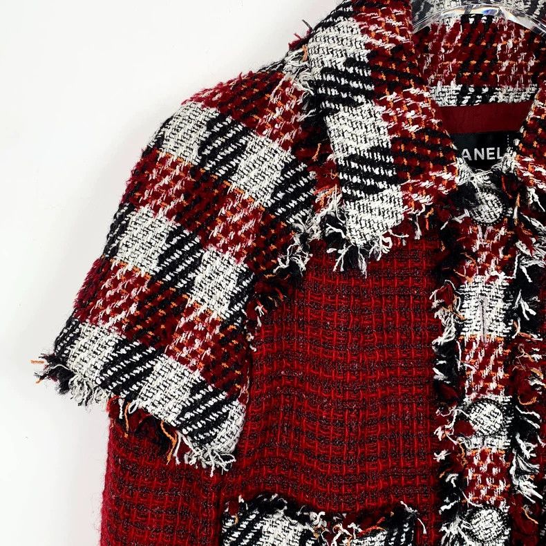 Chanel Chanel Red Plaid Tweed Jacket-dmc Size US XS / EU 42 / 0 - 3 Thumbnail