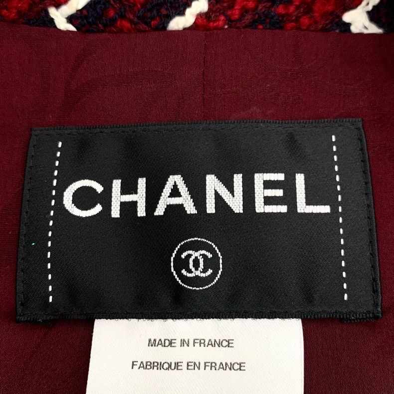 Chanel Red Check Wool Blazer from Chanel-dmc Size US M / EU 48-50 / 2 - 5 Thumbnail