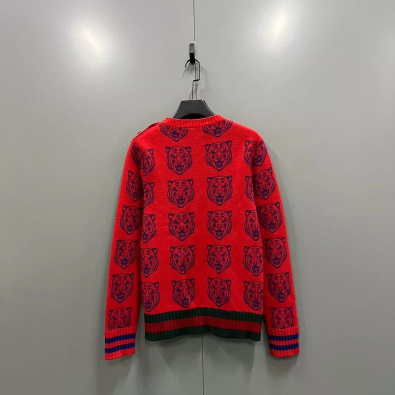 Gucci Red Gucci Tiger Print Knitted Sweater-dmc Size US S / EU 44-46 / 1 - 2 Thumbnail