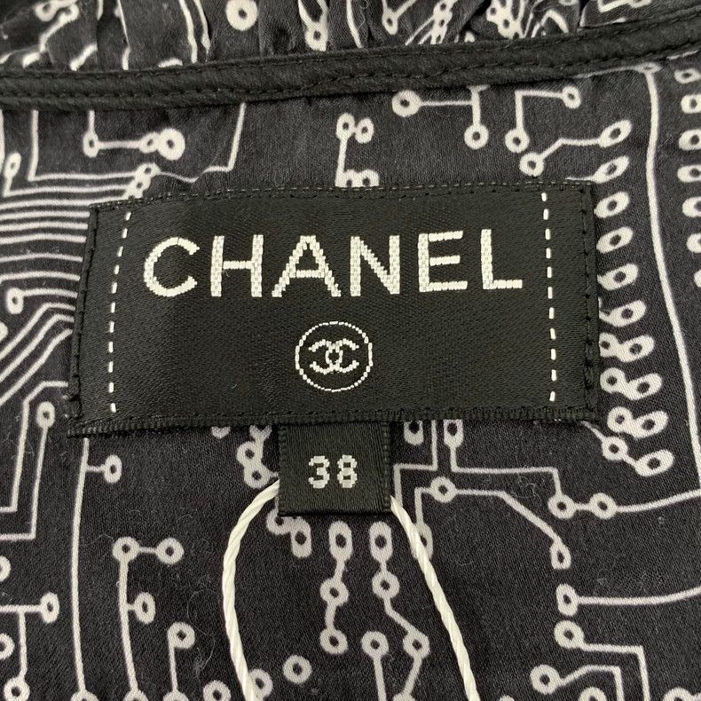 Chanel Black Logo Print Silk Shirt from Chanel-dmc Size US S / EU 44-46 / 1 - 5 Thumbnail