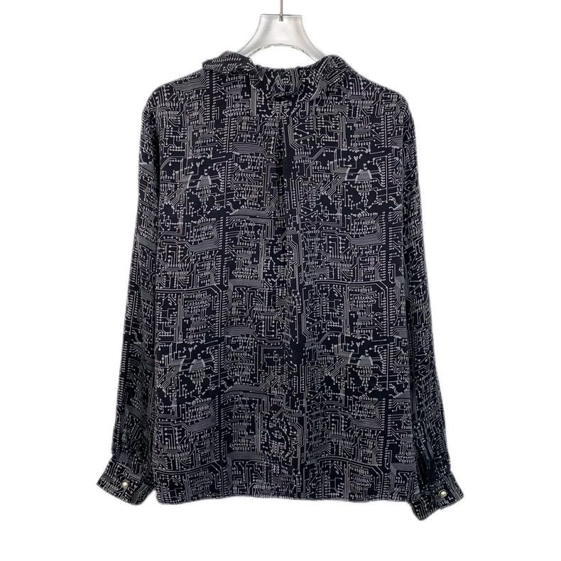 Chanel Black Logo Print Silk Shirt from Chanel-dmc Size US S / EU 44-46 / 1 - 2 Thumbnail