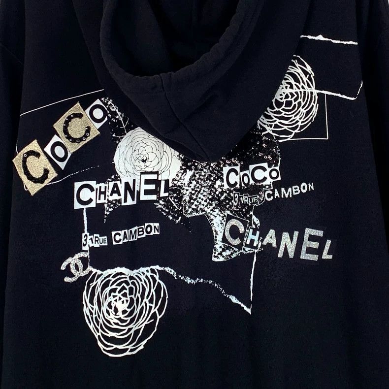 Chanel Black Floral Print Zip Hoodie-dmc Size US XL / EU 56 / 4 - 5 Thumbnail