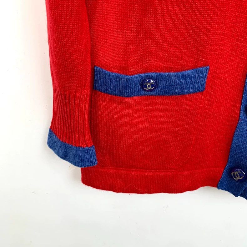 Chanel Red Cashmere V-Neck Knit Cardigan-dmc Size US L / EU 52-54 / 3 - 4 Thumbnail