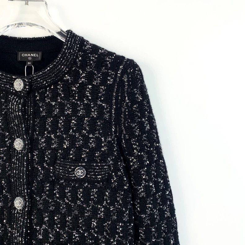 Chanel Chanel Black Tweed Jacket with CC Logo-dmc Size US XXS / EU 40 - 3 Thumbnail