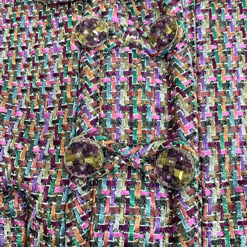 Chanel Purple Double-Breasted Knit Jacket by Chanel-dmc Size US XXS / EU 40 - 5 Thumbnail