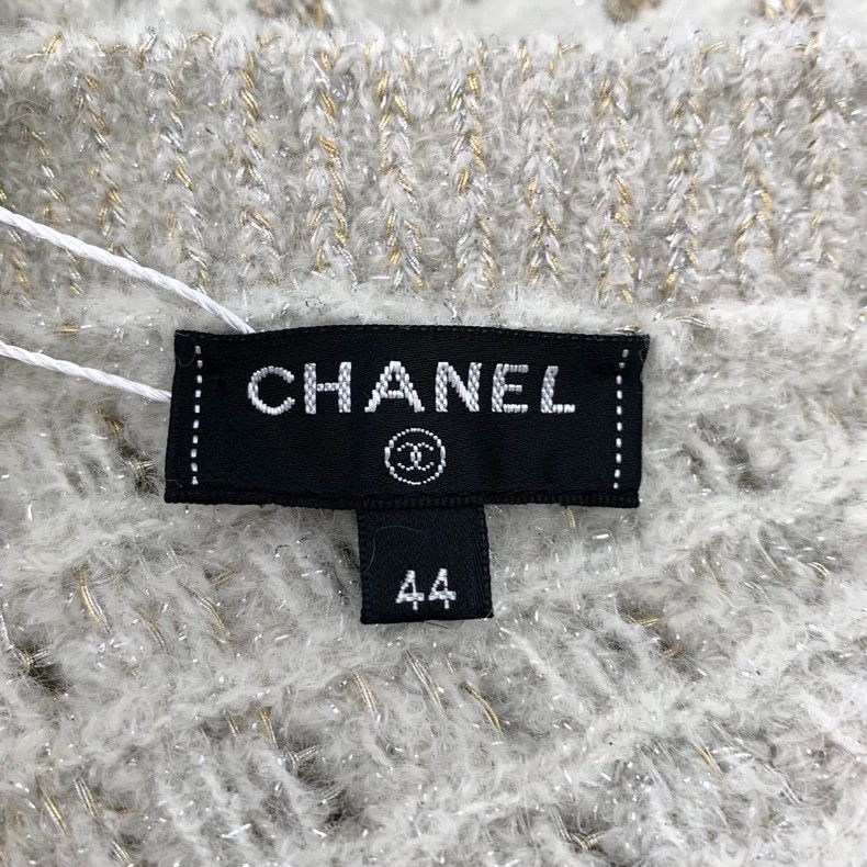 Chanel Chanel Beige V-Neck Long Sleeve Sweater-dmc Size US L / EU 52-54 / 3 - 6 Thumbnail