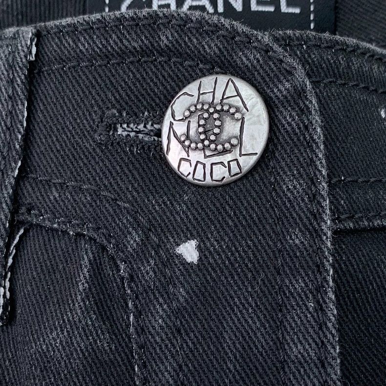 Chanel Black Graffiti Print Denim Casual Pants-dmc Size US 34 / EU 50 - 6 Thumbnail