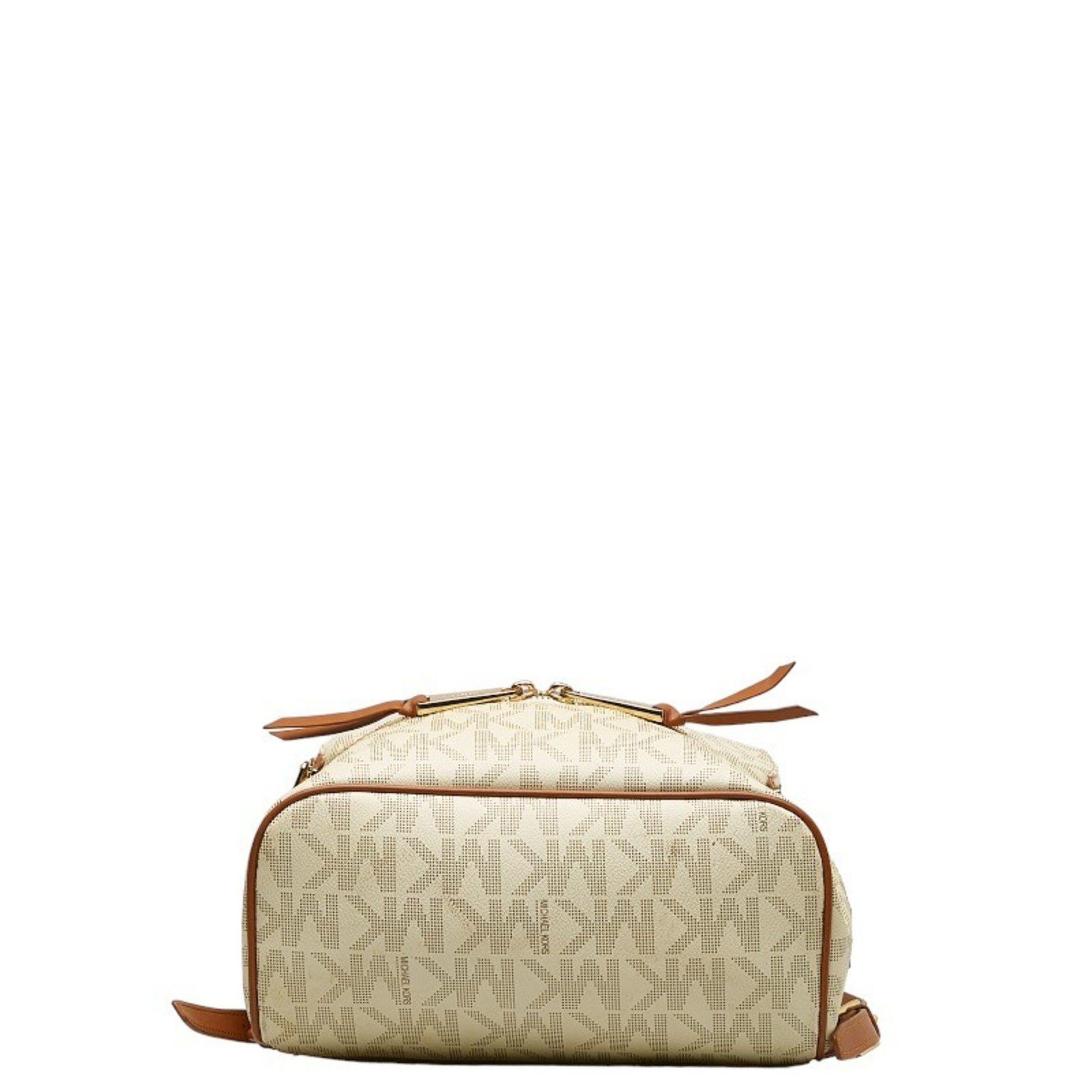 Michael Kors Michael Kors Patterned Backpack White Brown PVC Leather Women's Size ONE SIZE - 4 Thumbnail