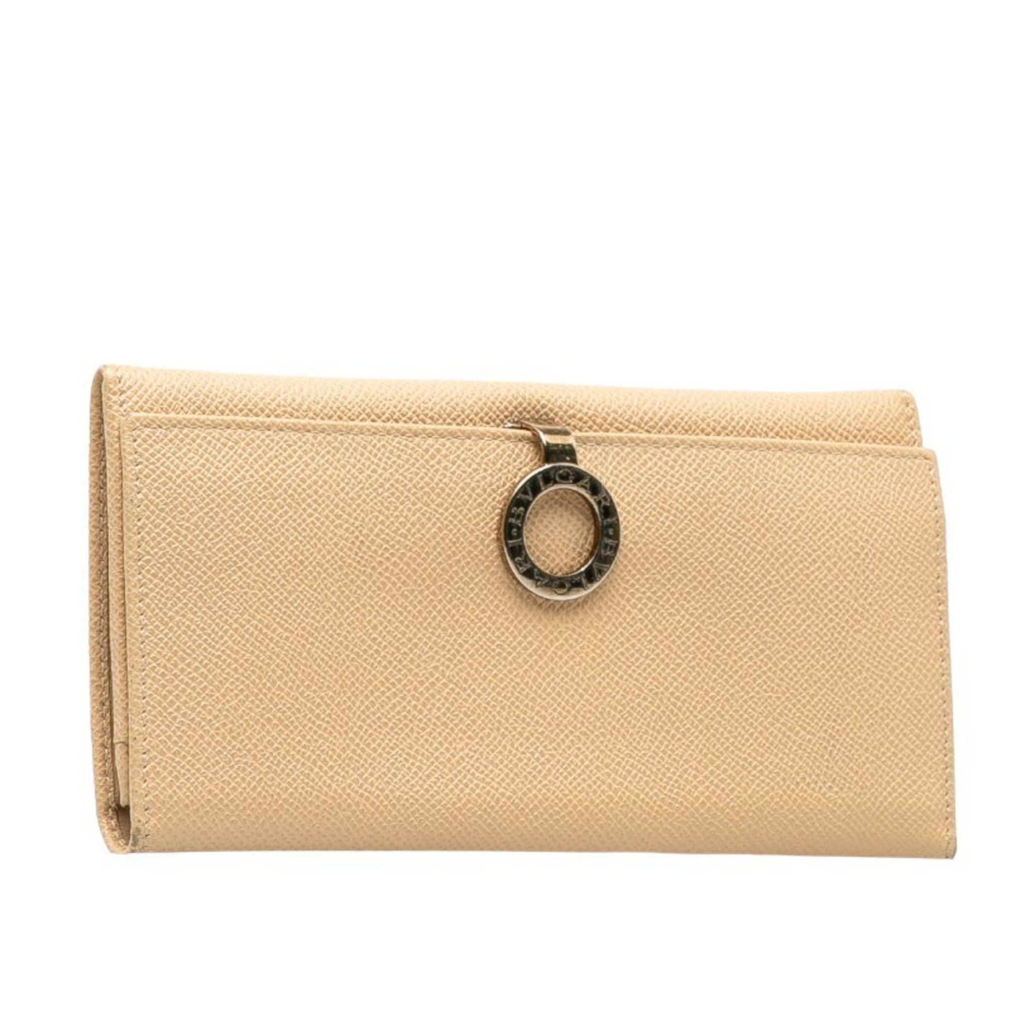 Bvlgari BVLGARI Clip Large Bi-fold Wallet Long Beige Leather Women's Size ONE SIZE - 2 Thumbnail