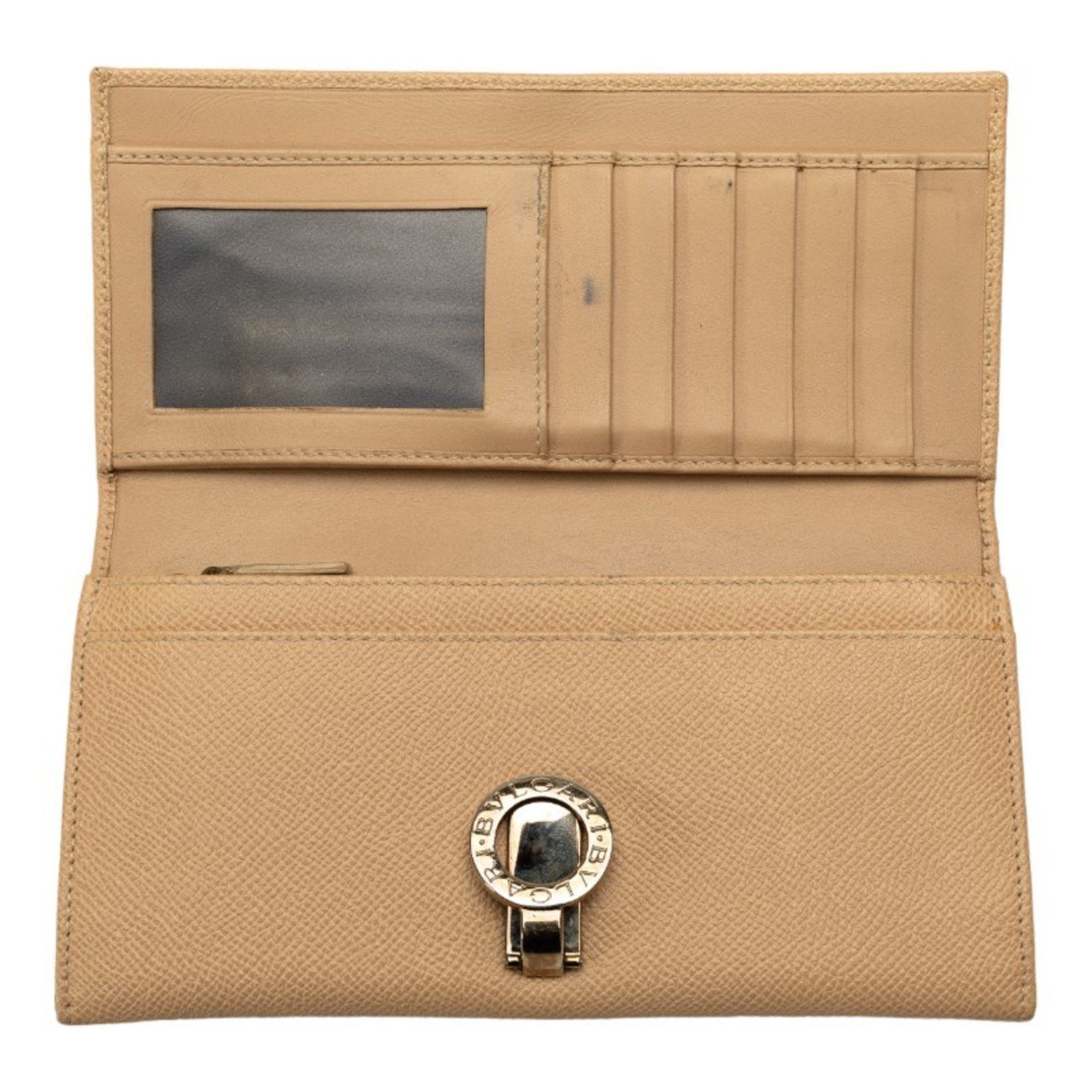Bvlgari BVLGARI Clip Large Bi-fold Wallet Long Beige Leather Women's Size ONE SIZE - 5 Thumbnail