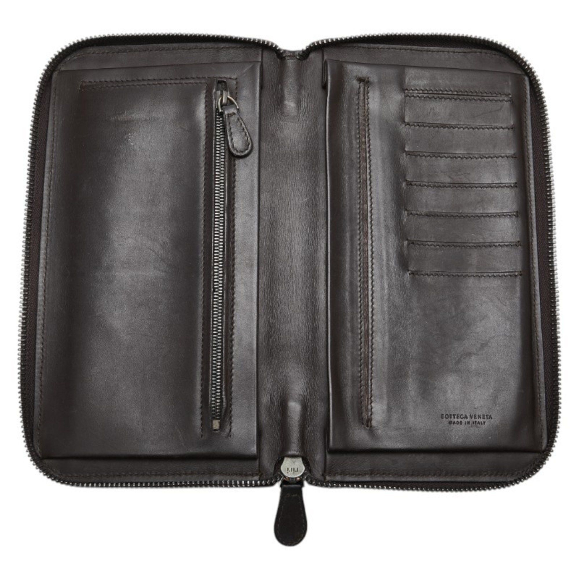 Bottega Veneta Bottega Veneta Intrecciato Round Long Wallet Travel Brown Leather Men's BOTTEGAVENETA Size ONE SIZE - 4 Thumbnail