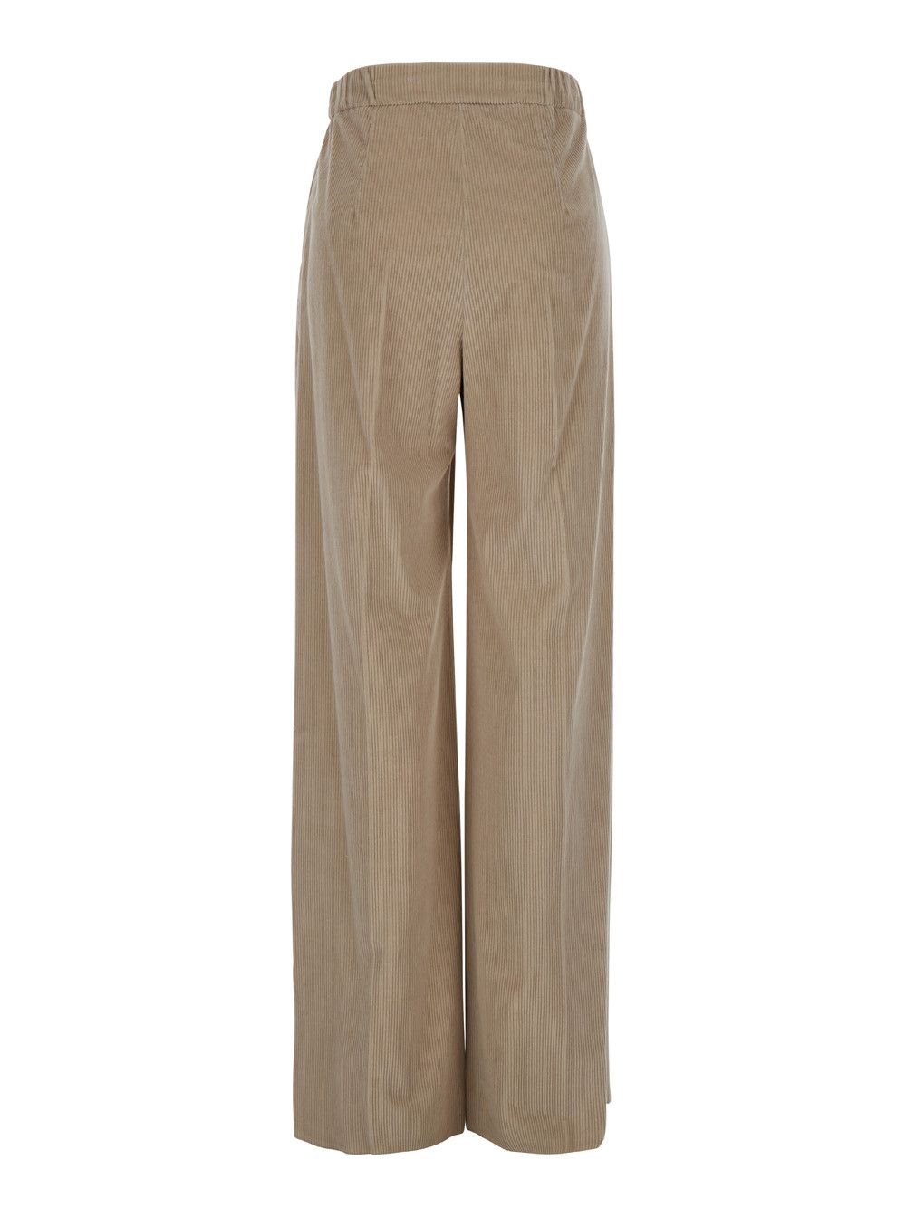 Max Mara 'Lerici' Beige Palazzo Pants with Drawstring in Corduroy Woman Size 30" / US 8 / IT 44 - 2 Thumbnail