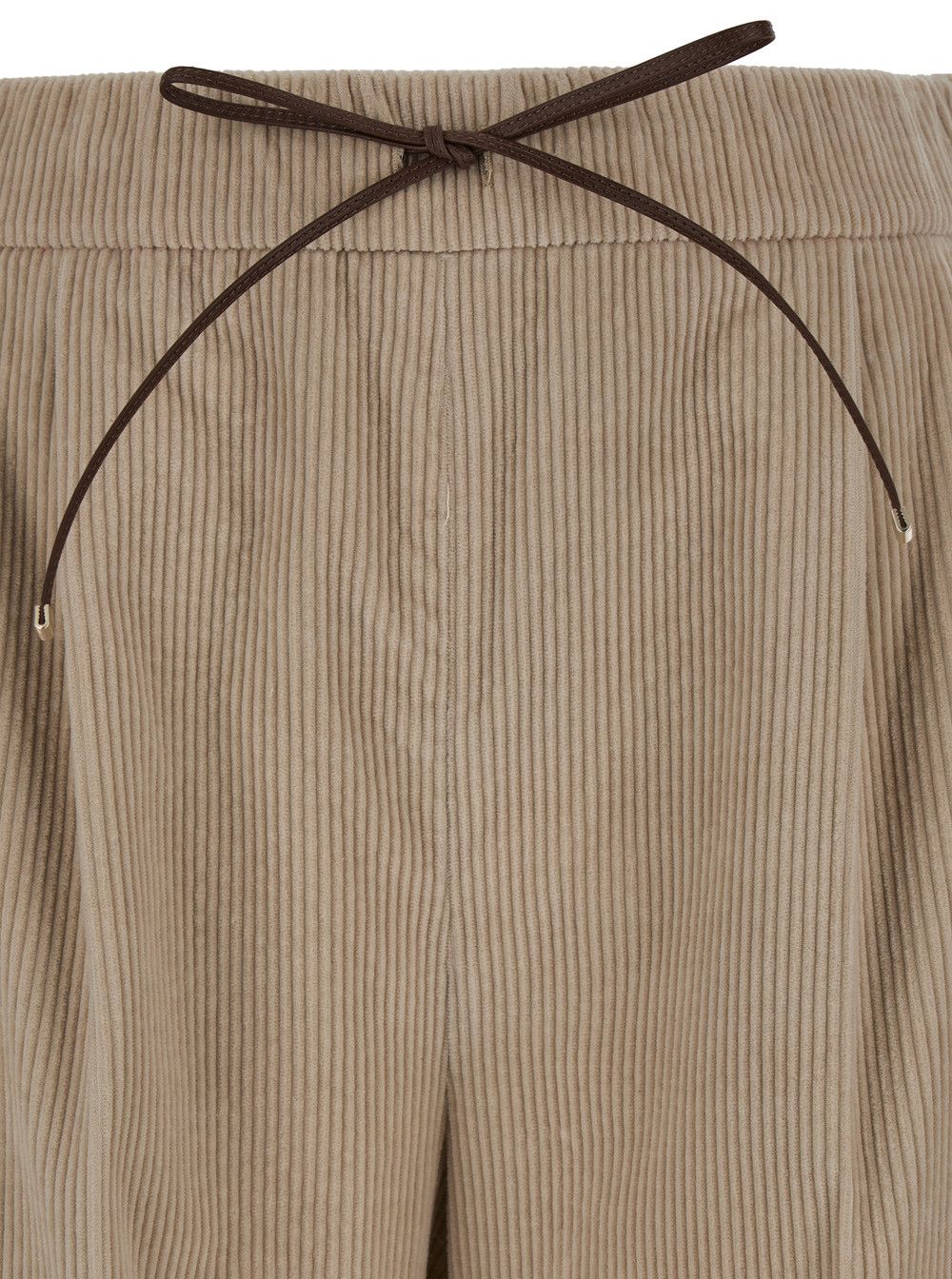 Max Mara 'Lerici' Beige Palazzo Pants with Drawstring in Corduroy Woman Size 30" / US 8 / IT 44 - 3 Thumbnail