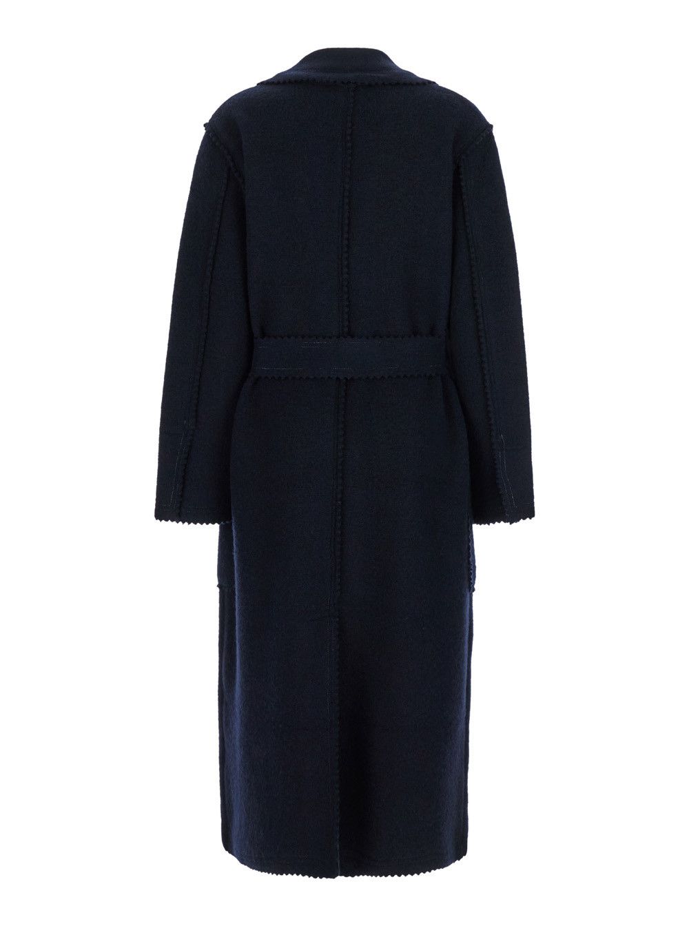 Max Mara 'Jene' Long Blue Coat with Belt in Wool and Cashmere Woman Size XS / US 0-2 / IT 36-38 - 2 Thumbnail