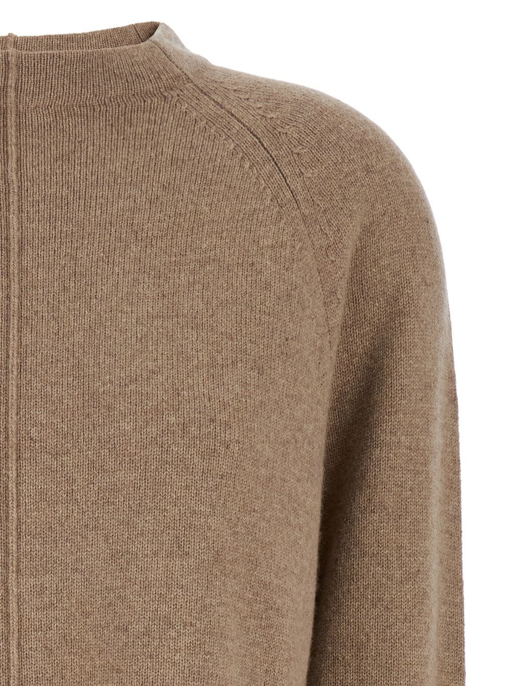 Max Mara 'Toldim' Beige Crewneck Sweater with Middle Stitch Detail in Cashmere Woman Size L / US 10 / IT 46 - 3 Thumbnail