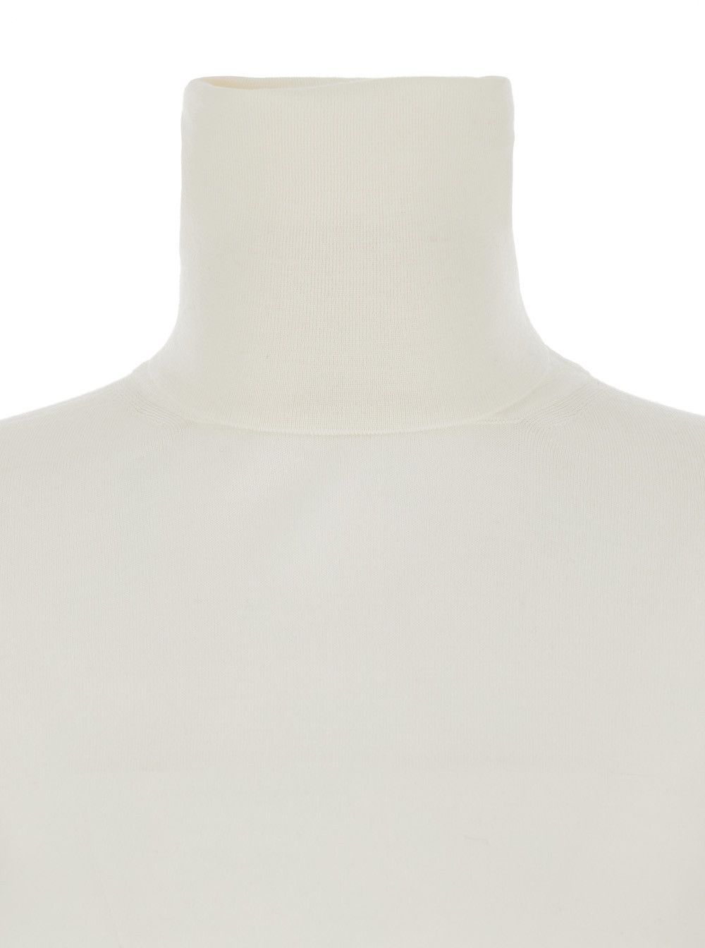 Max Mara White High Neck Sweater in Wool Woman Size L / US 10 / IT 46 - 3 Thumbnail
