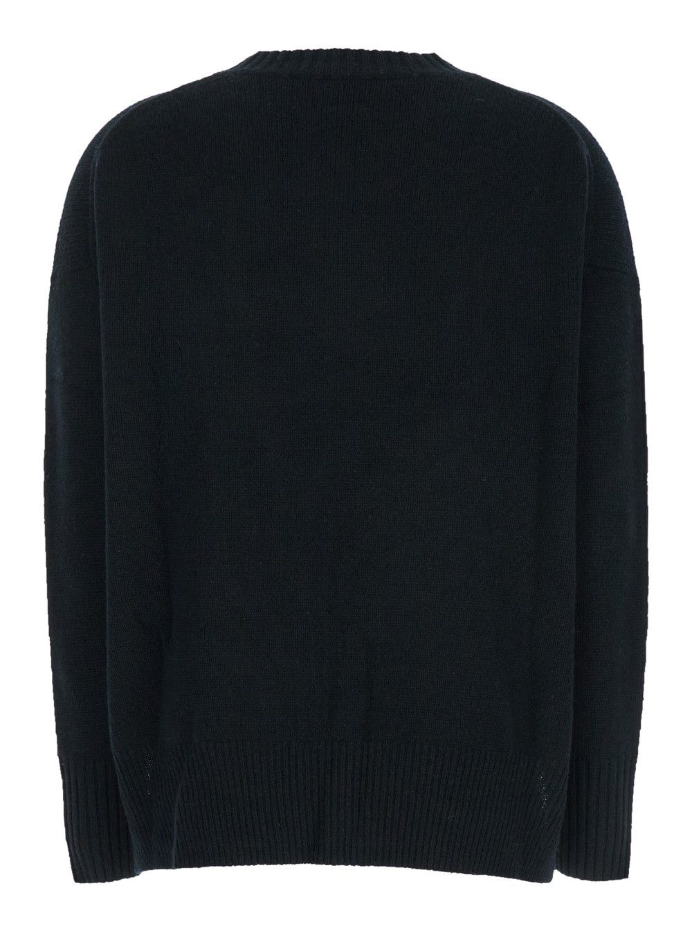 Allude Black Crewneck Sweater with Dropped Shoulders in Cashmere Woman Size XS / US 0-2 / IT 36-38 - 2 Thumbnail
