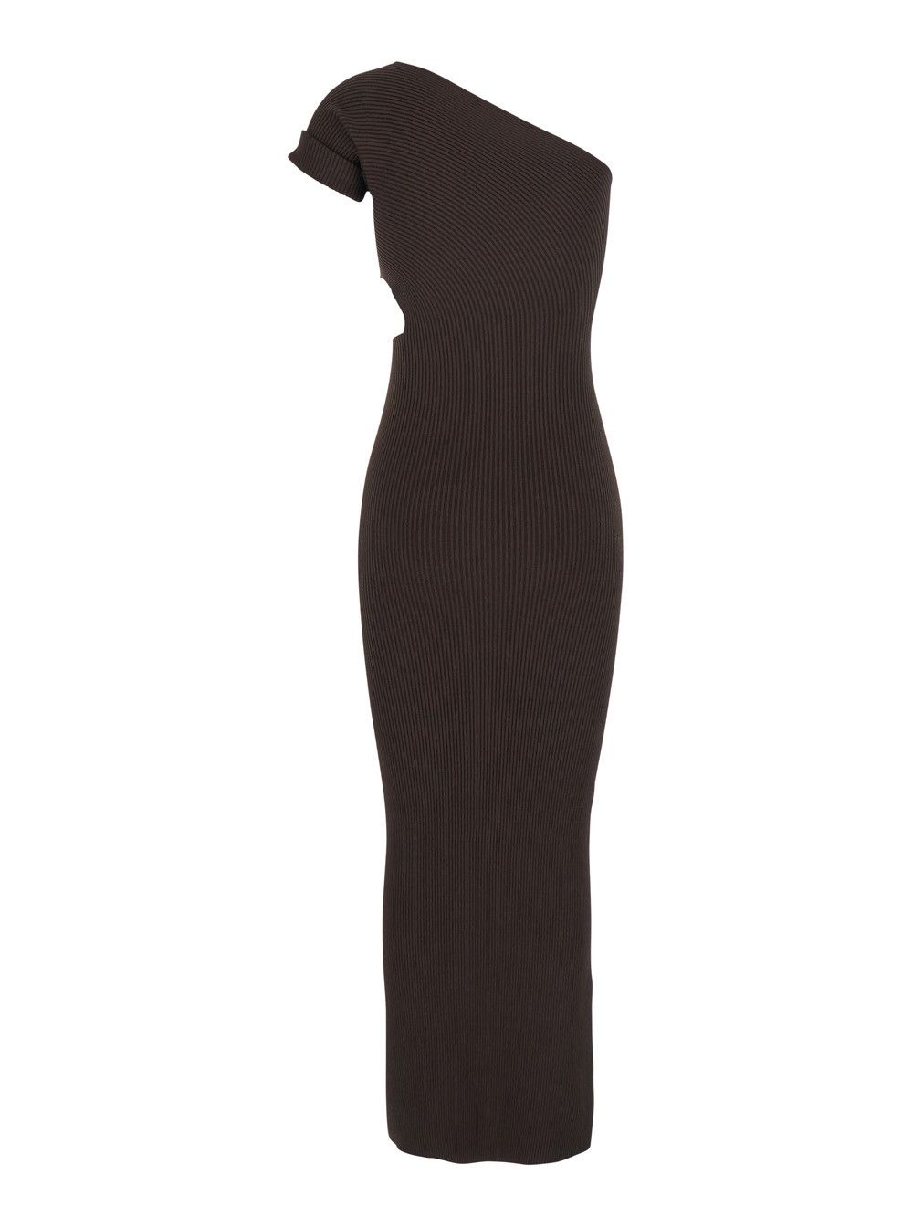 Max Mara 'Arda' Brown Long Dress with Cut-Out and One-Shoulder Design in Viscose Blend Woman Size L / US 10 / IT 46 - 2 Thumbnail