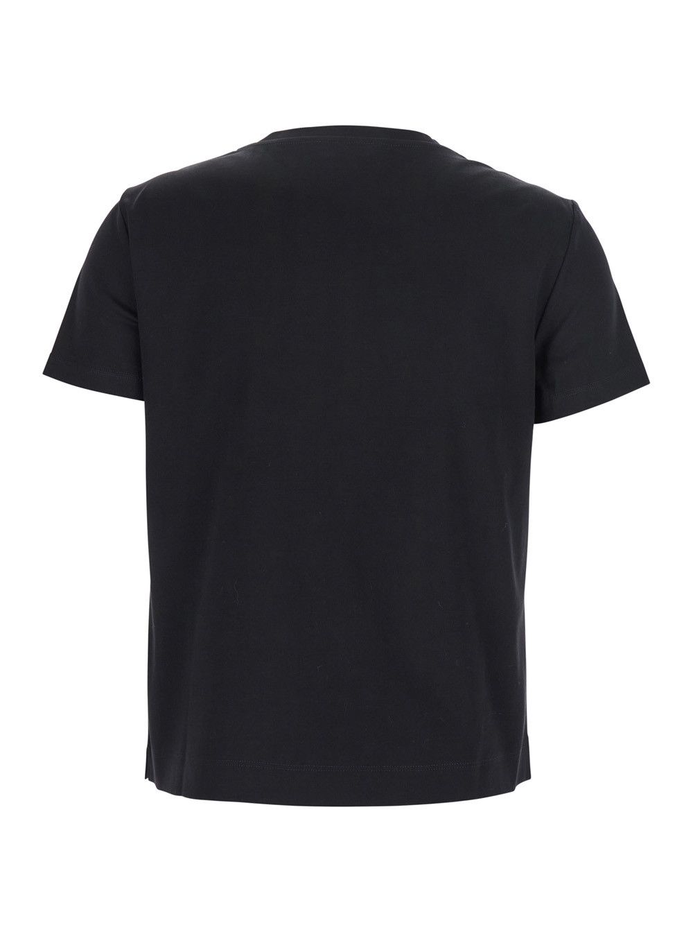 Max Mara Black T-Shirt with Logo Embroidered on the Front in Cotton Woman Size XS / US 0-2 / IT 36-38 - 2 Thumbnail