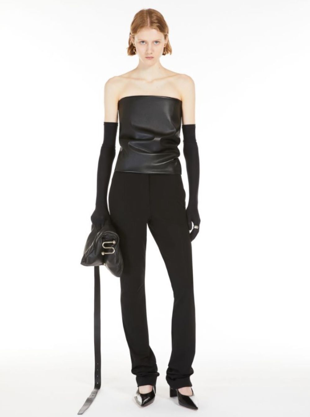 Sportmax 'Lindsey' Black Bandeau Top with V-Neck on the Back in Tech Fabric Woman Size L / US 10 / IT 46 - 4 Thumbnail